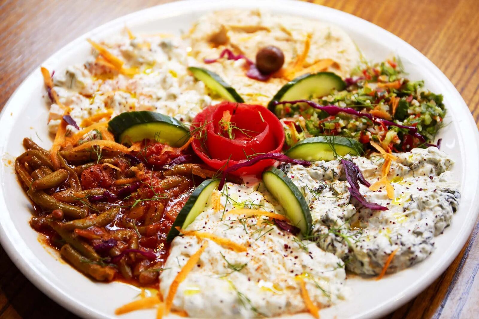 A spread of Turkish meze