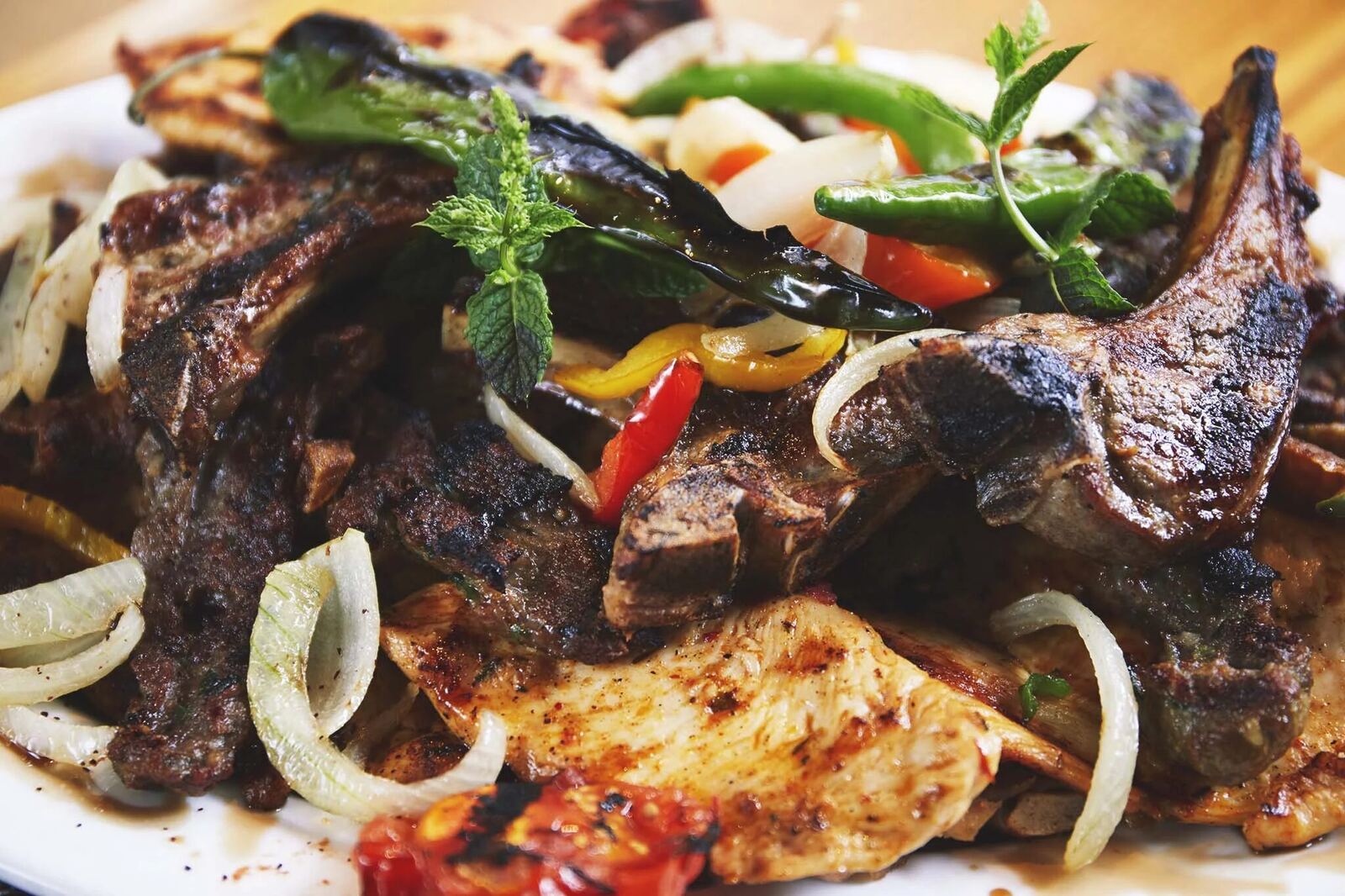Grilled dishes and salad
